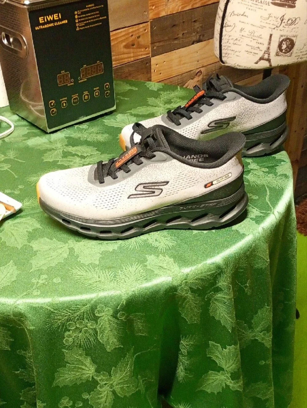 Skechers Slip- Ins Men's Gray and Black Sneakers with Orange Accent